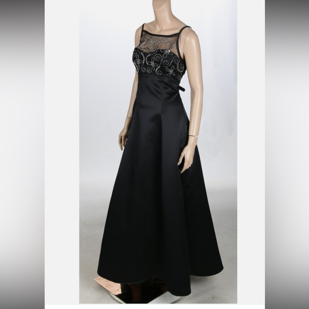Y2K vintage satin empire waist A-line maxi formal dress whimsygoth spaghetti 00s